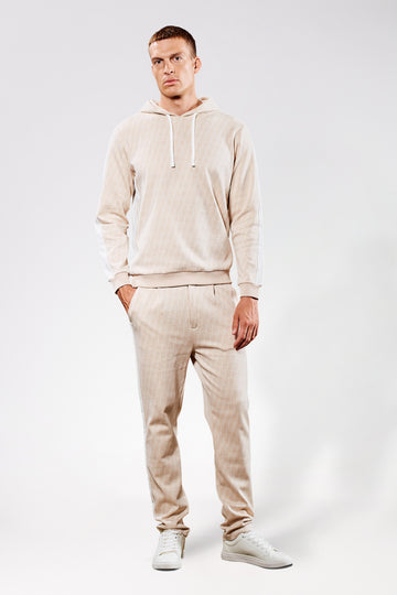 Geo Track Pants – Beige Slim Fit Trainingshose