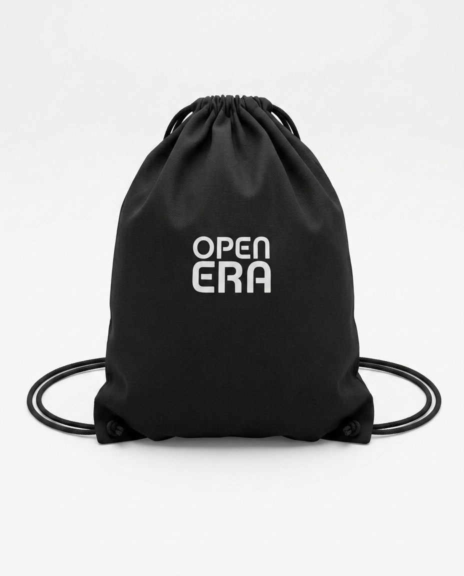 Open Era Bag – Minimalistischer Turnbeutel in Schwarz