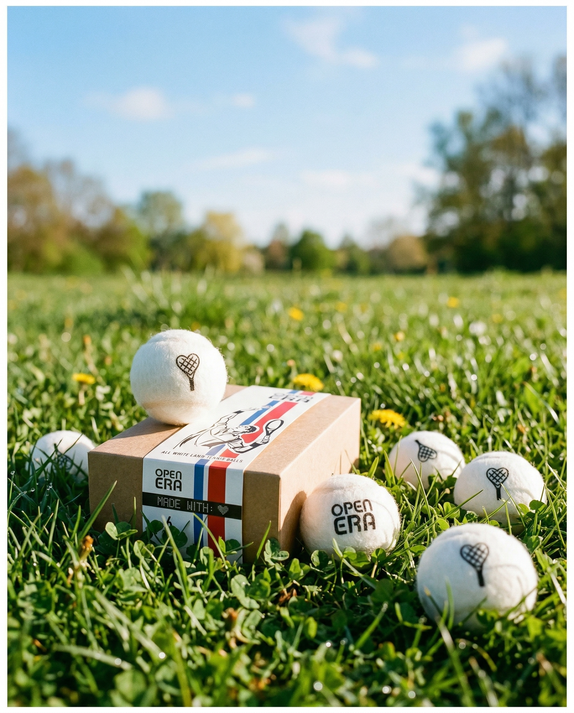 Frühlings-Bundle: Weißer Retro Tennisball in Geschenkverpackung