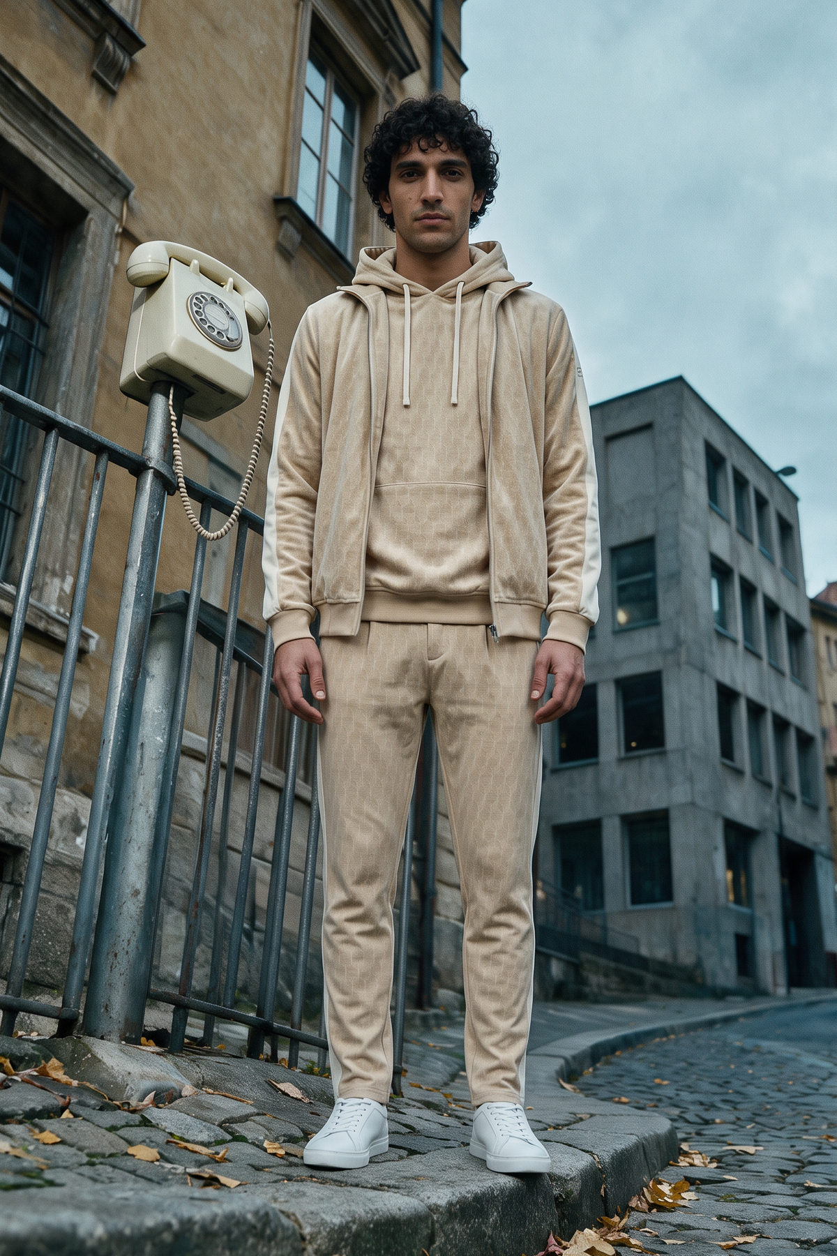 The Geo Complete von OPEN ERA: Retro-Look aus Geo Track Jacket, Geo Track Pants und Geo Hoody – Kampagnenbild Herbst-Edit 2026