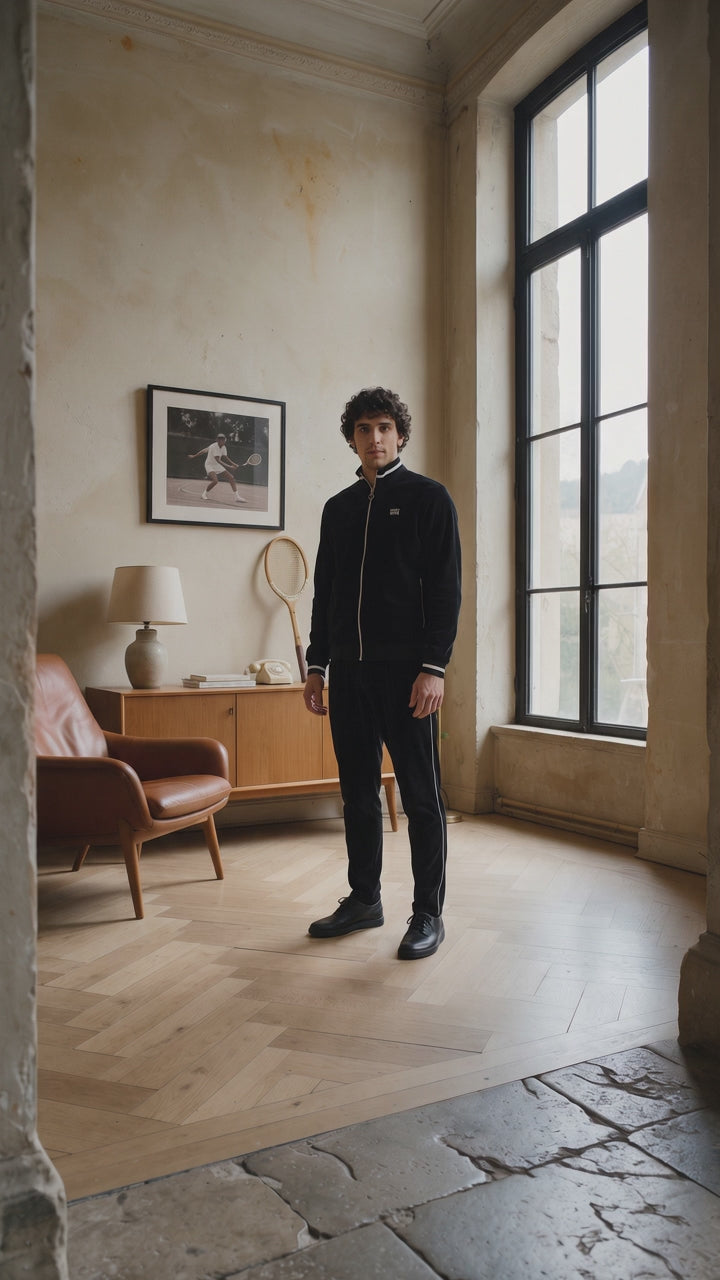 Video: The Leisure Suit in Schwarz von OPEN ERA – Velvet-Corduroy Jacke und Hose